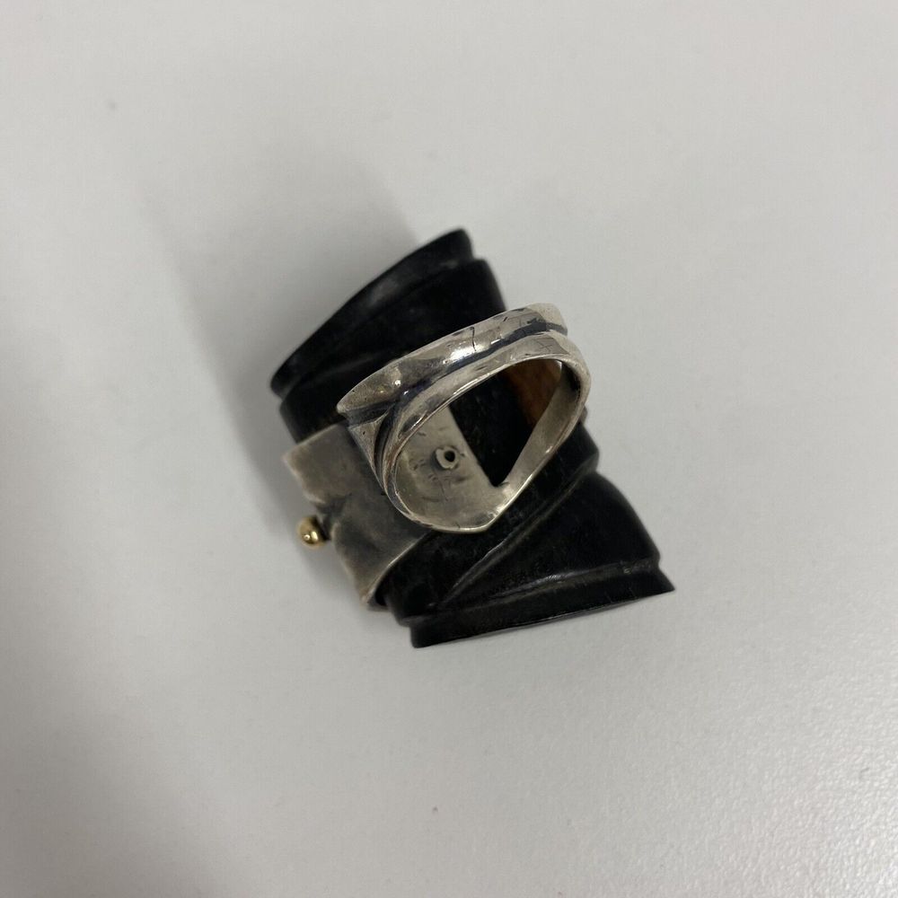 Fred Tate Sterling Ebony 14K Gold Ring True Work of Art JUMBO Artsy Size 9 - Picture 5 of 6